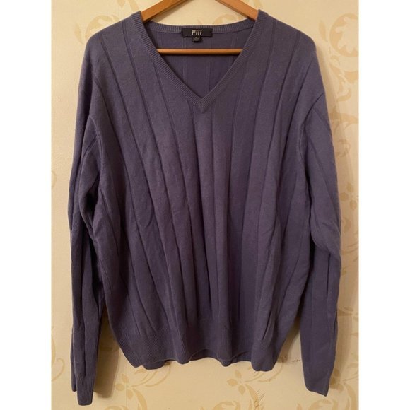 Fiji 100% Cashmere Ribbed Lavender Sweater - Picture 1 of 4